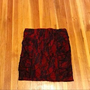 Red and Black lace Mini Skirt